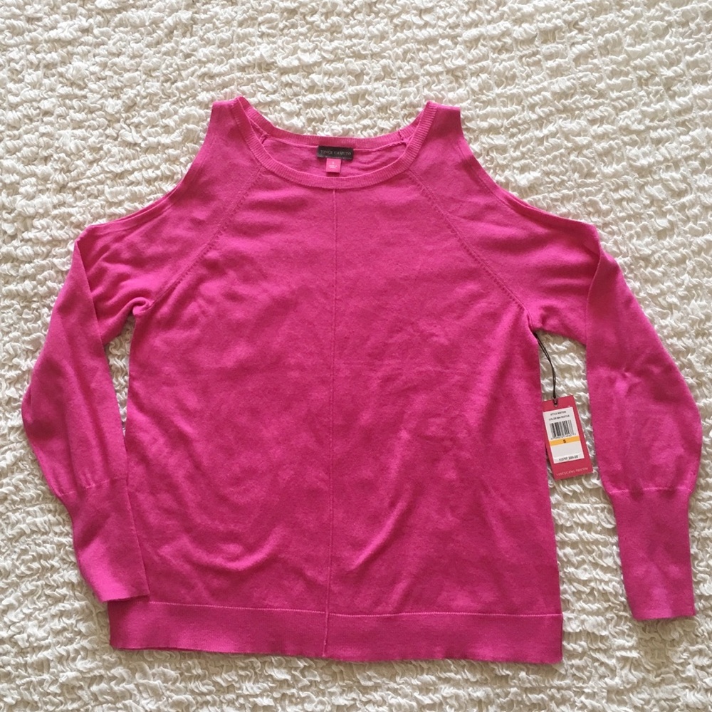 Vince Camuto pink cold shoulder sweater